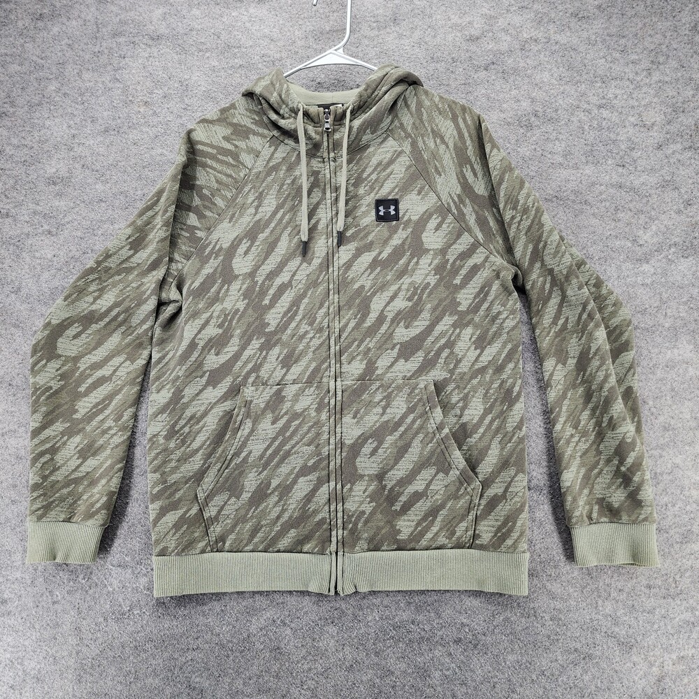 Under Armour Hoodie Mens Medium Full Zip Green Camo